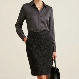 NWT Loft Black Leopard Print Pencil Skirt Size 10 Classic Chic Statement Piece